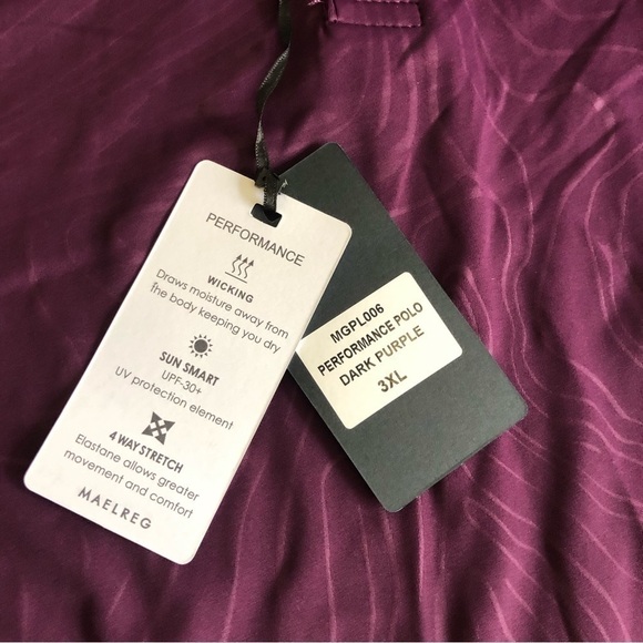 Maelreg Golf Performance Dry Fit Embossed Purple Long Sleeve Shirt Polo Size 3XL - Picture 11 of 16